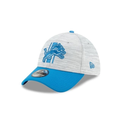 Blue Detroit Lions Hat - New Era NFL Official NFL Training 39THIRTY Stretch Fit Caps USA7321985